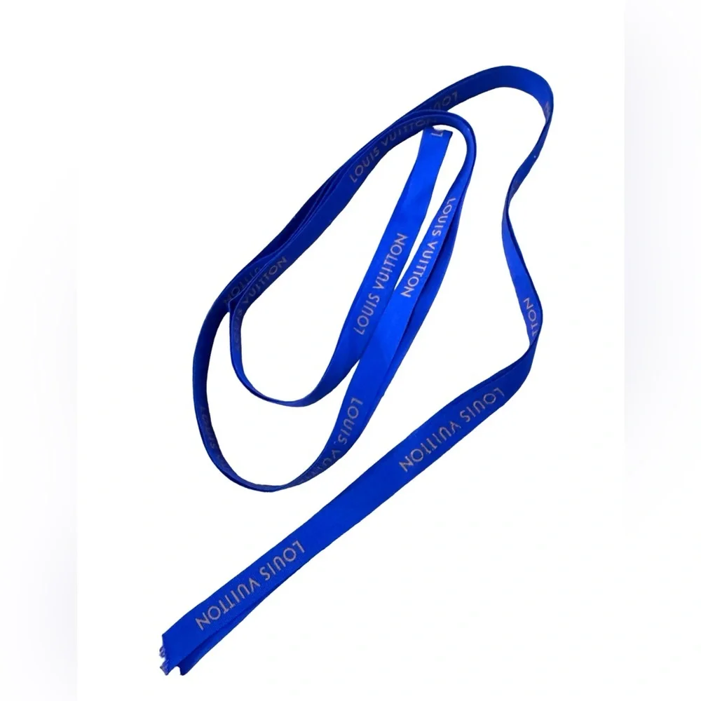 Louis Vuitton Blue and Gold Signature Ribbon 89”